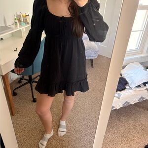 Francesca’s Flowy Square Neck Black Women's Dress Size M